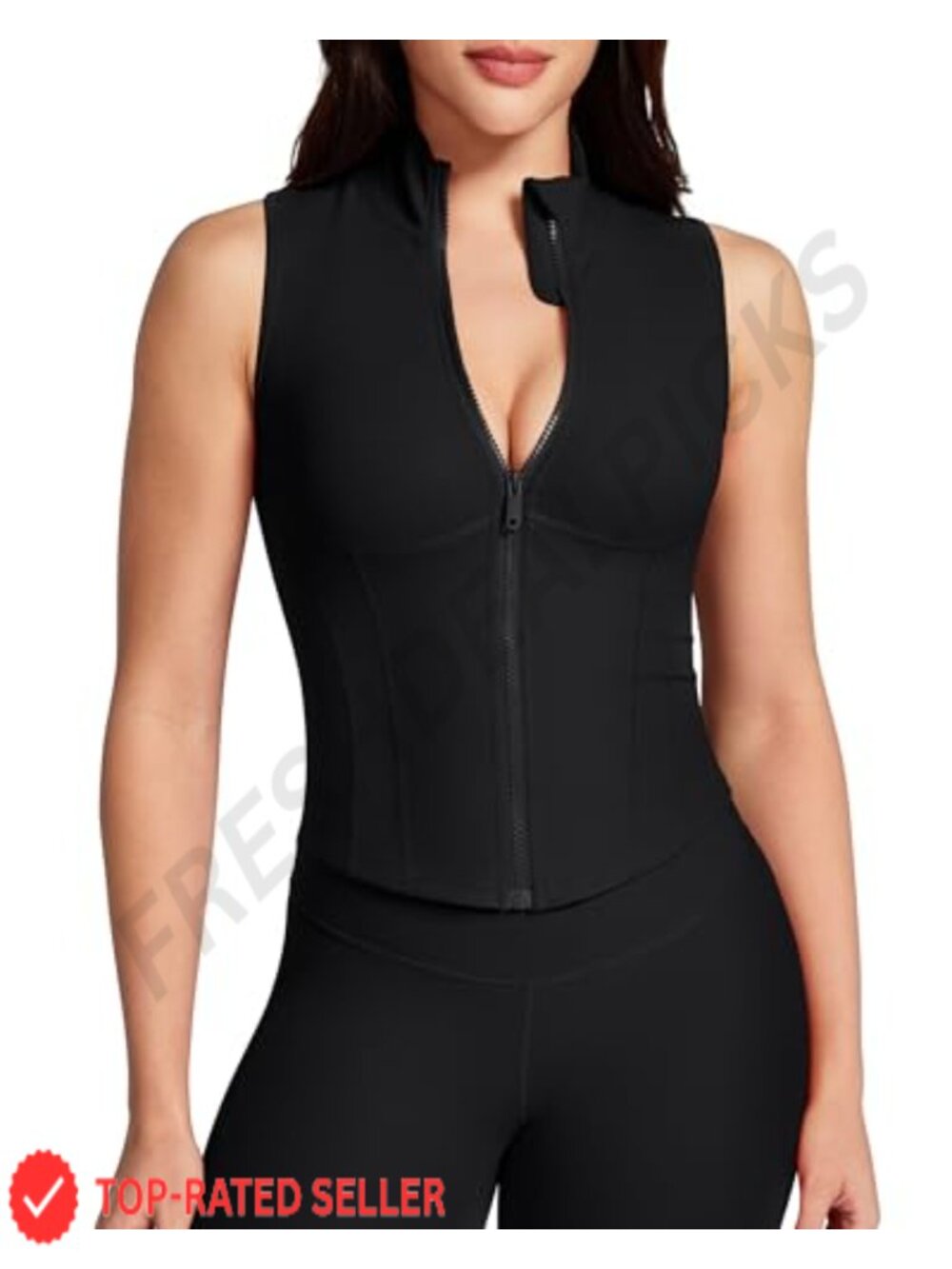 Sleeveless Crop Zip Up Workout Vest Tank Top Athletic Yoga Camisole